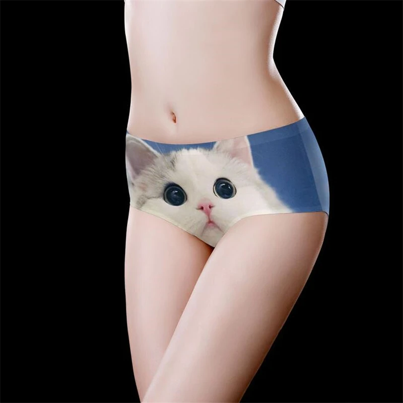 Cute 3D Cat Print Panties Women Underwear Cartoon Animal Kawaii Underpants Breathable Sweet Seamless Girls Sexy Briefs Lingerie