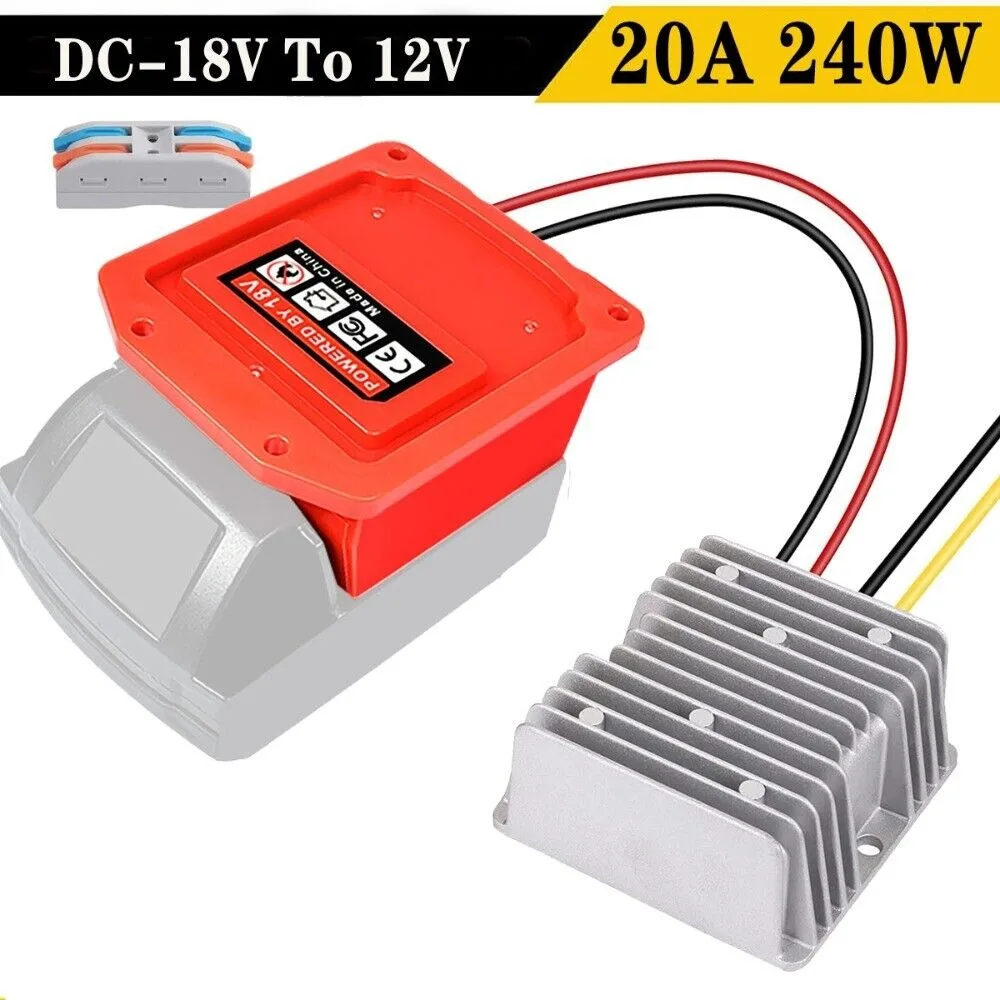 20A 240W Voltage Regulator Step Down DC 18V To 12V DIY Converter Adapter For Milwaukee 18V Li-ion Battery Automatic Buck Boost