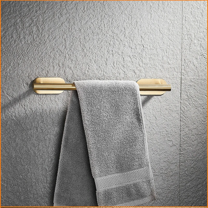 YCRAYS No Drilling Gold Bathroom Accessories Sets Toilet Tissue Roll Paper Holder Towel Rack Bar Rail Ring Robe Hook Hardware