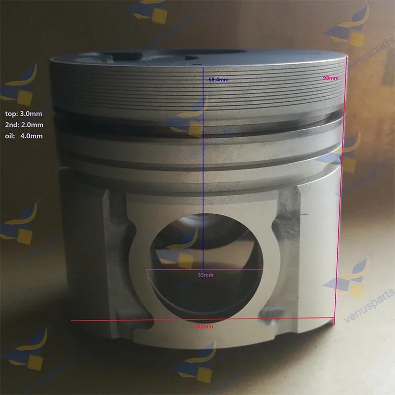 

4PCS 4BD2 4BD2T Piston With Pin Lock + Clip for Isuzu Engine 8-97176-6420 Overhaul Rebuild Kit Engine Parts