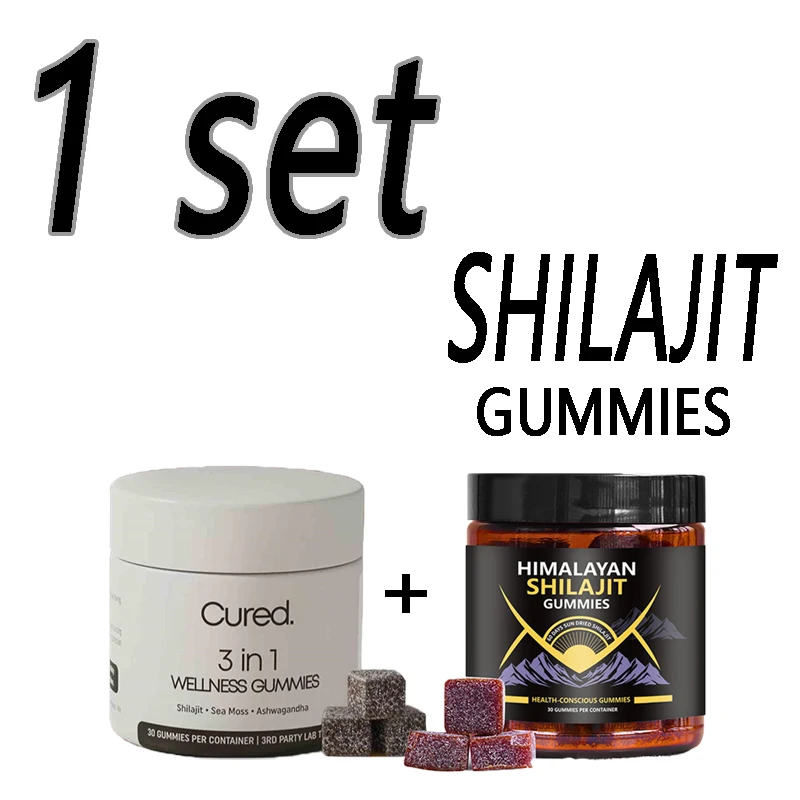 2 Botellas de Gomitas de Shilajit del Himalaya + Gomitas de Shilajit 3en1 para la Regulación Inmunológica, Mejora del Metabolismo Energético, Alimento Saludable