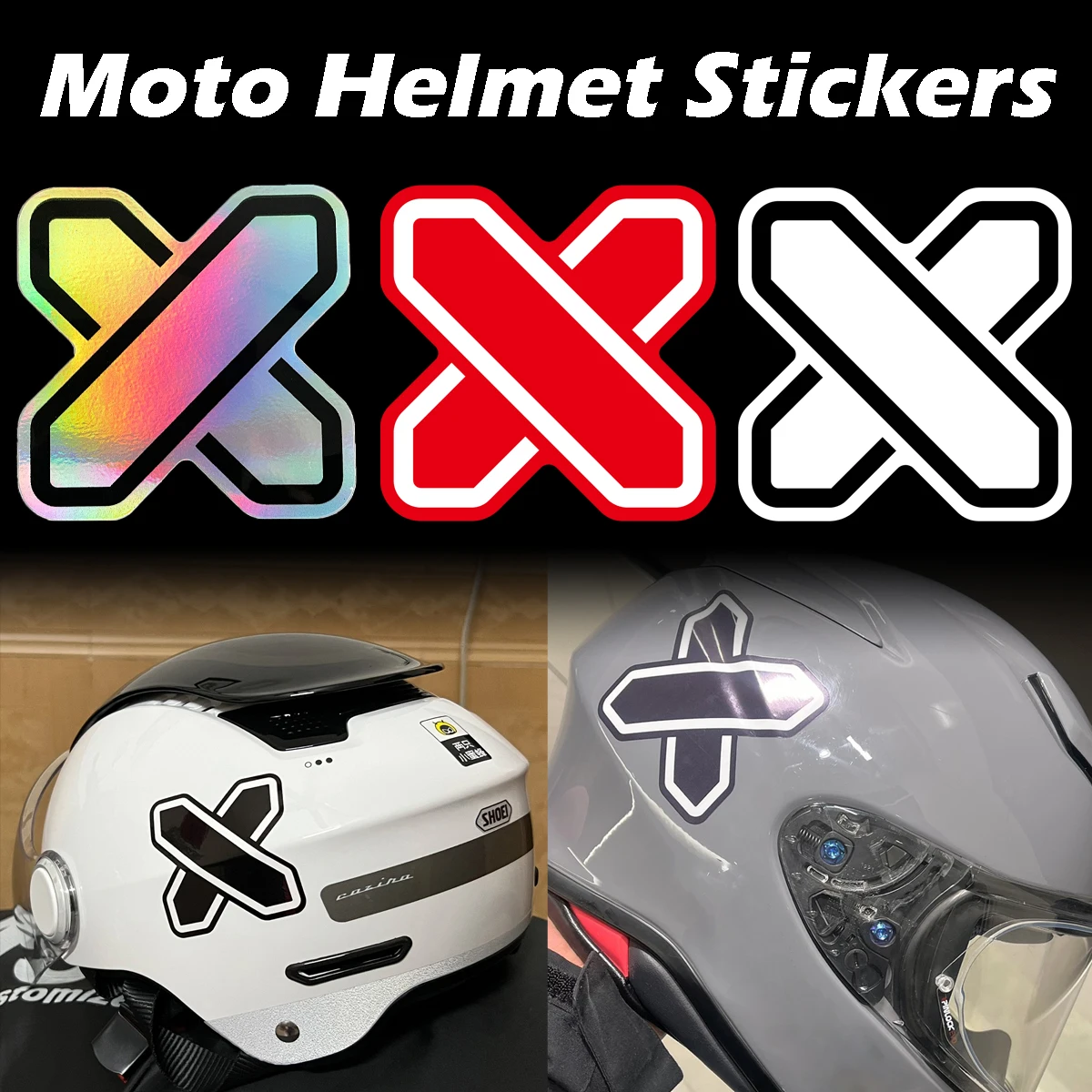 

X Logo Reflective/Laser Motorcycle Stickers Moto Helmet Body Fuel Tank Vinyl Decor Decals Accessories For Honda Yamaha Kawasaki