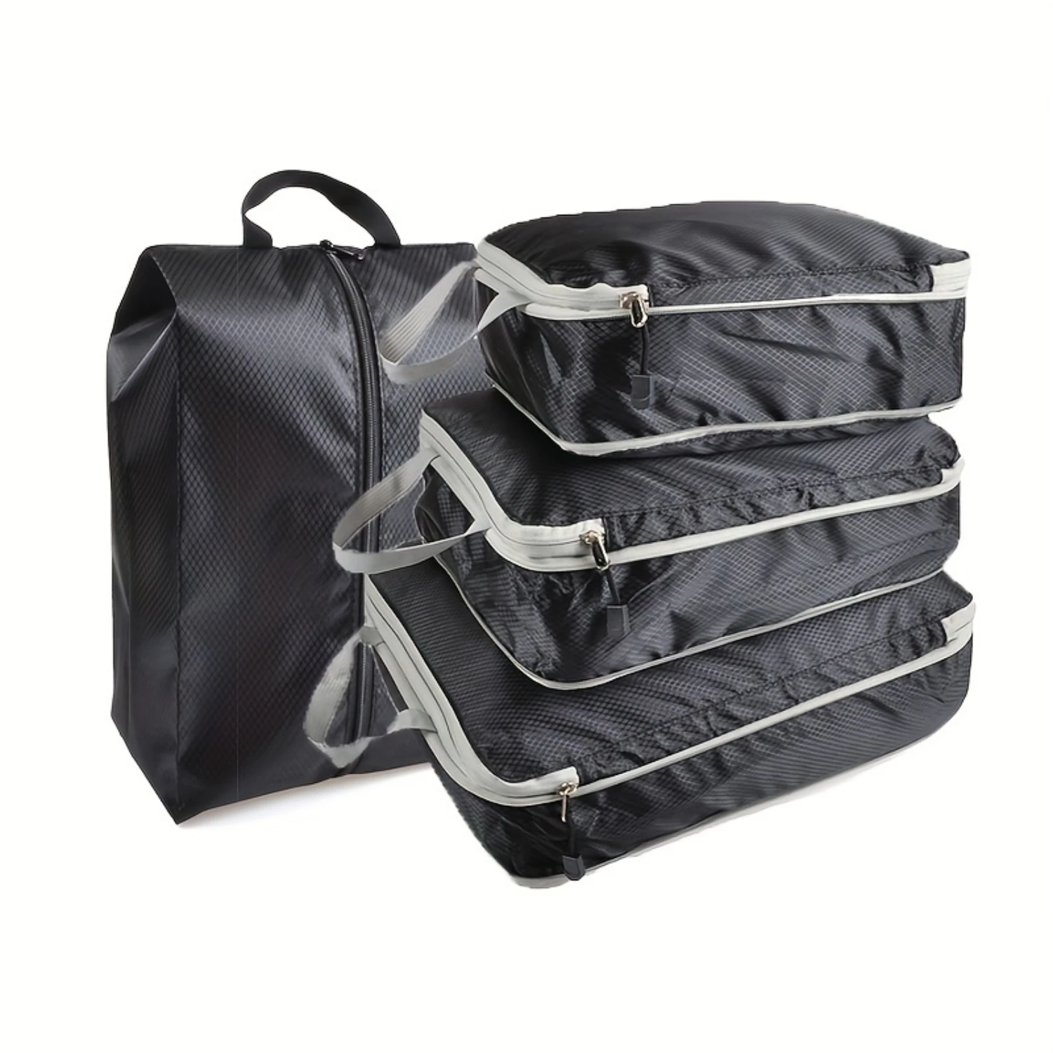 4pcs Travel Packing Cubes Set, Polyester Clothes & Shoes  Bags, Zipper Expandable Organizers, Luggage Packing Pouches