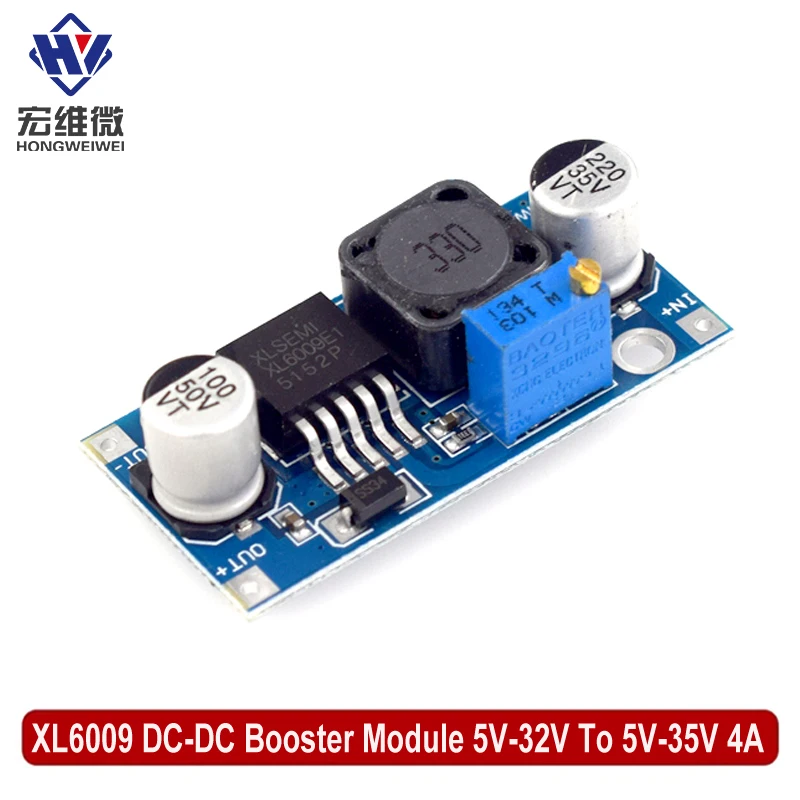 XL6009 4A Boost Converter Step Up Adjustable 15W 5-32V to 5-50V DC-DC Power Supply Module LM2577 Step-up Module