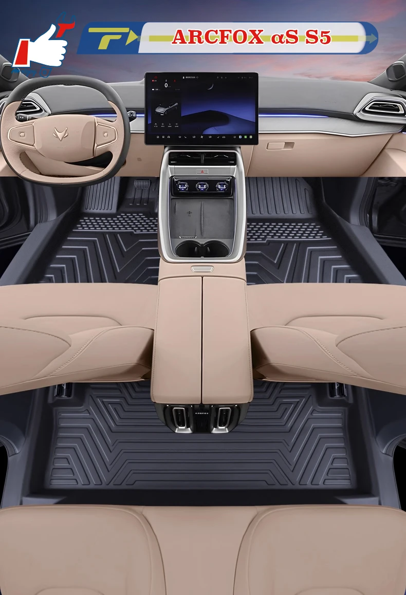 Автомобильный коврик с левым рулем для ARCFOX αS S5 2024, полностью окруженный коврик для ног, напольный коврик, напольный ковер, водонепроницаемый коврик