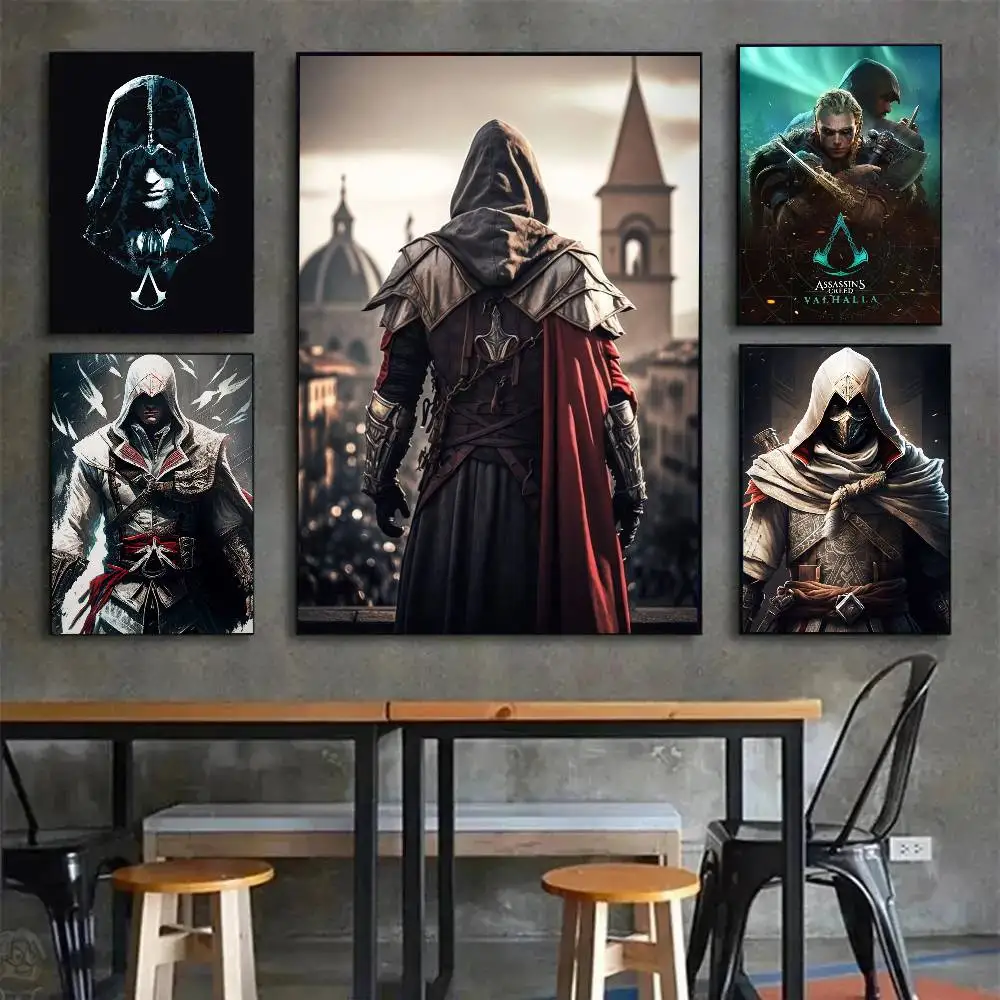 لعبة A-Assassin S C-Creed ملصق الفيلم الكلاسيكي الفن مع المطبوعات غرفة نوم المنزل غرفة المعيشة الديكور هدية #4