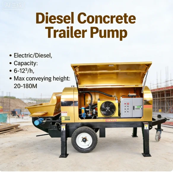 YG Customized Factory Price New Mobile Concrete Pump Truck 60m3 Capacity Diesel Mini Concrete Pump For Construction Industries