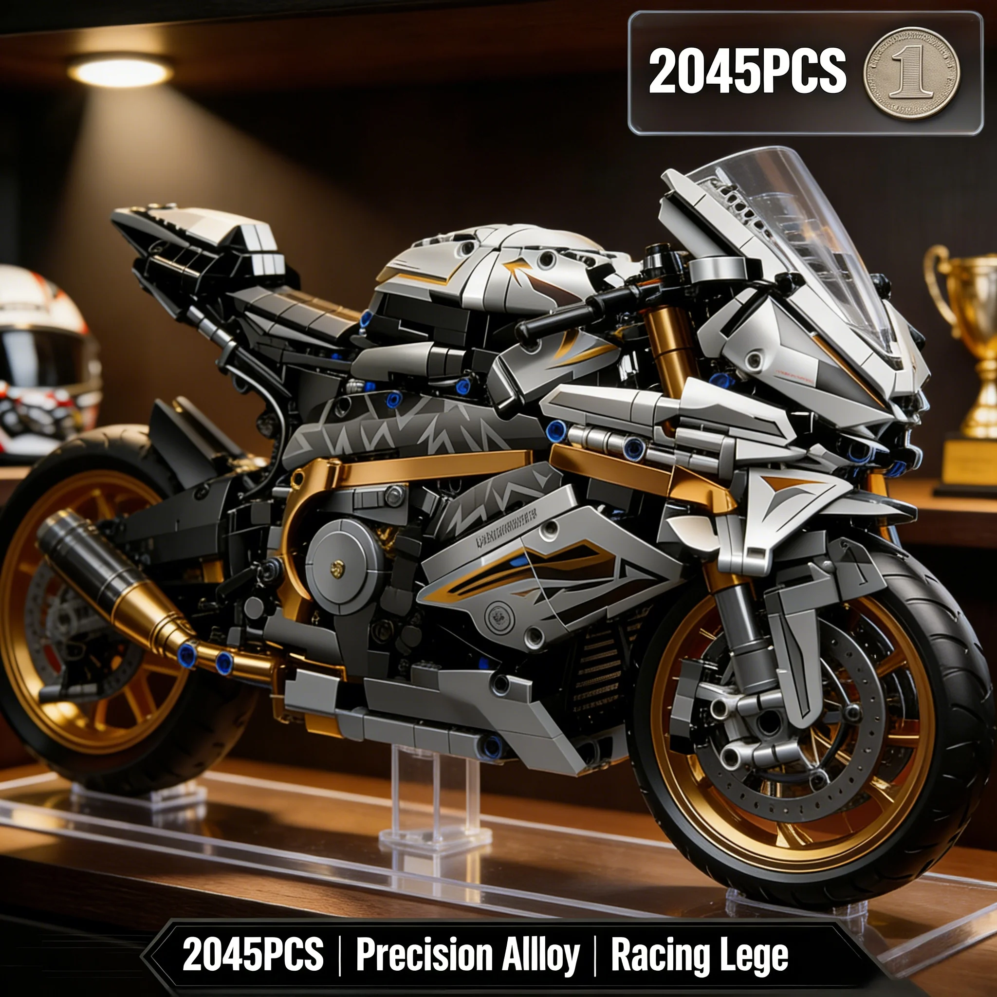 

Precision Alloy Motorcycle Building Kit -2045PCS Racing Model, Desktop Display Piece & Collectible Toy for Enthusiasts