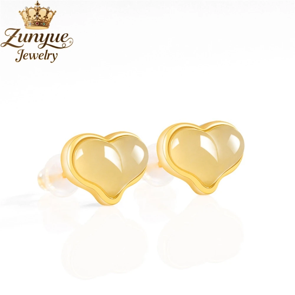 S925 الفضة مطعمة المواد القديمة الطبيعية Hetian اليشم على شكل قلب وأقراط فاخرة جودة مجوهرات مجوهرات الأزياء رائعة