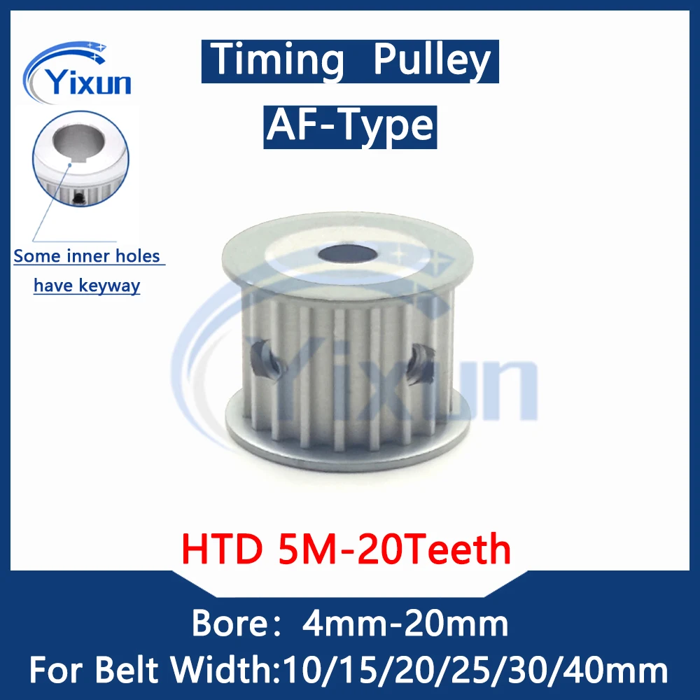 

HTD 5M Timing Belt Pulley 20 Teeth Bore 4/5/6/6.35/7/8/10/11/12/12.7/14/15/16/17/18/19/20mm For Belt Width 10/15/20/25/30/40mm