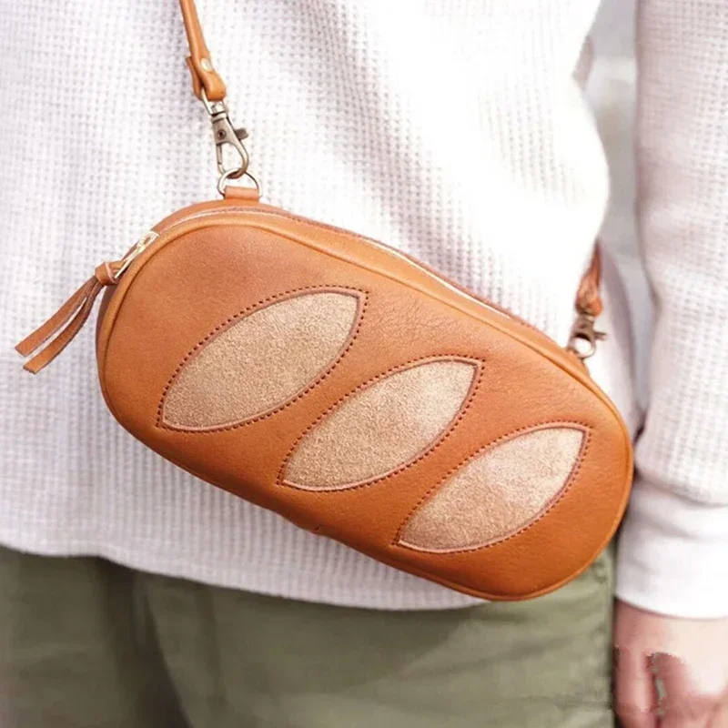 1pc Creative Bread Design Women Cosmetic Bag Crossbody Funny Cute Shoulder Bags Vintage Trend Cosmetic Bag Small Female Purses