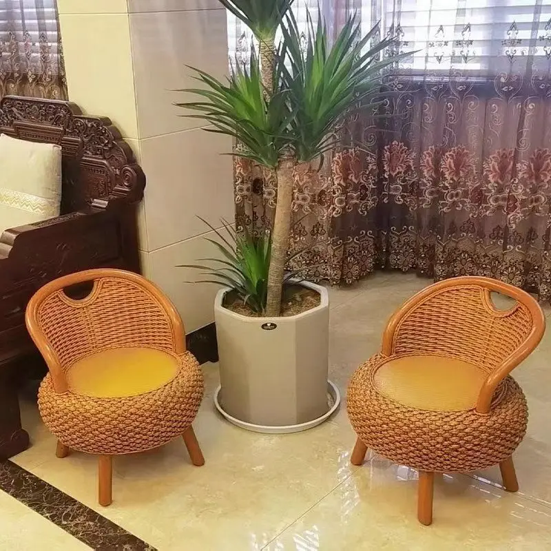 Rattan Back Chair Tatami Seat Room Small Chair Living Room Balcony Leisure Legless Chair Household Durable Low Chair