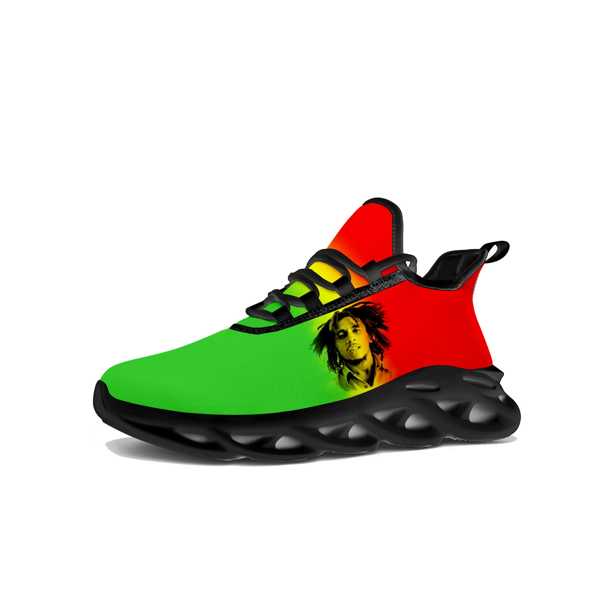 Reggae Rock Music Star Bob Marley zapatillas planas para hombre y mujer, zapatos deportivos para correr, zapatillas de deporte con cordones, calzado