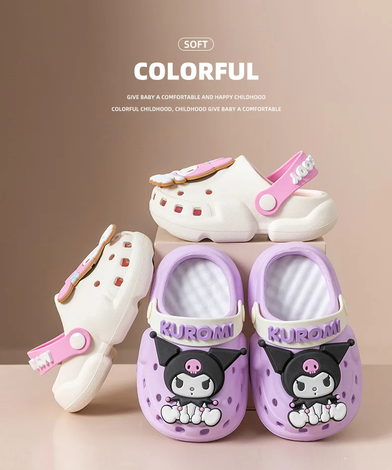 

Sanrio Children Summer Slippers Cute Mymelody Kawaii Hello Kitty Cinnamoroll Hole Hole Shoes Baby Outdoor Soft-Soled Beach Shoes