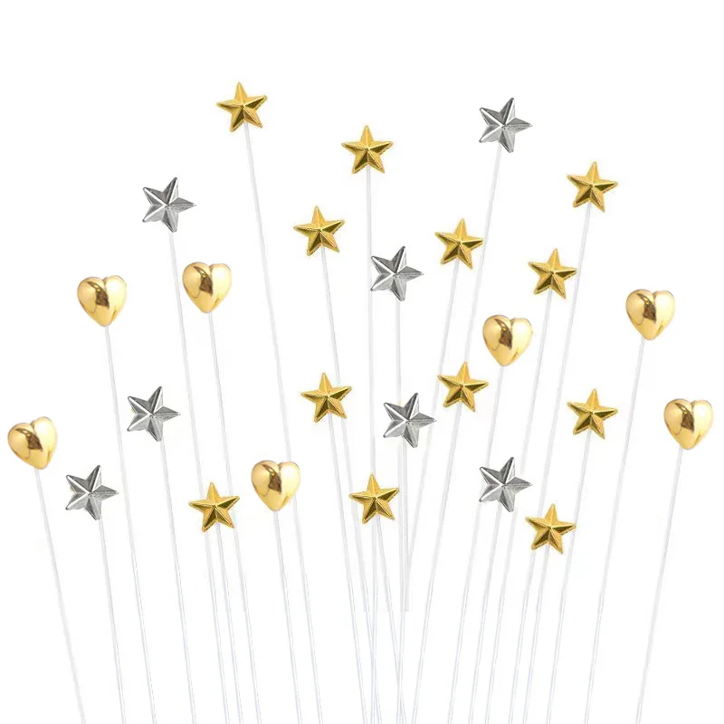1 Juego de Mini pentagrama para decoración de tarta de feliz cumpleaños, adorno dorado en forma de corazón DIY para fiesta de cumpleaños para niños, decoración de boda