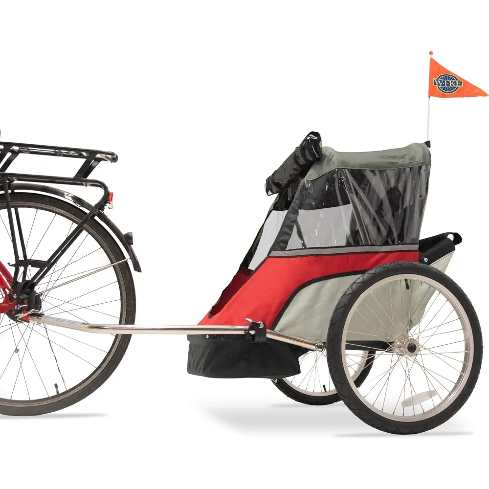 

Children's Junior Bike Trailer: for 1-2 Kids Under 3'10"/100lbs max - Built-in roll cage, Stainless Steel towbar, 5-Point Restra