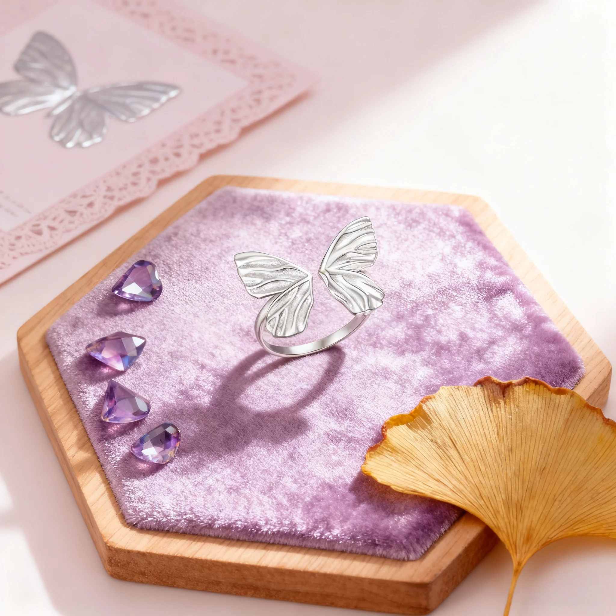 

Simple Geometric Irregular Retro Butterfly Leaf Adjustable Ring Elegant Fashion Personality Party Jewelry Engagement Gift