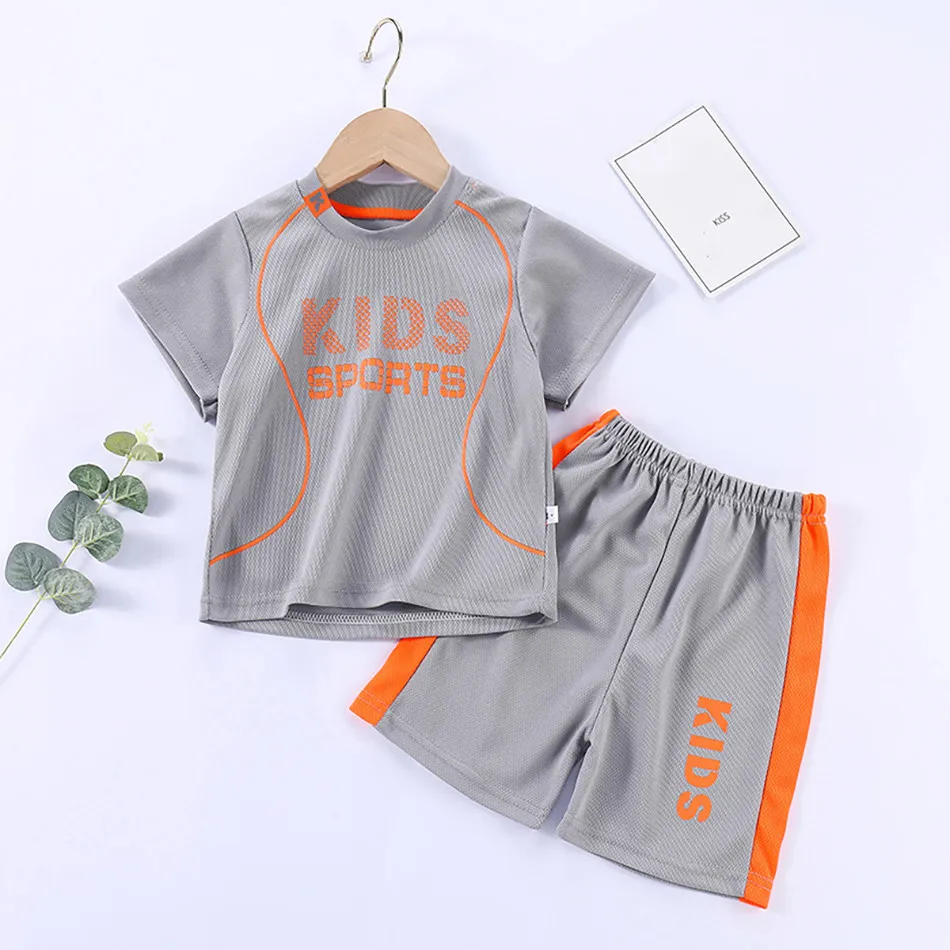 Summer Children's Quick Drying Comfortable Breathable Sports Short Sleeve Suit Neutral Casual Sports Two Piece Set Children Sets