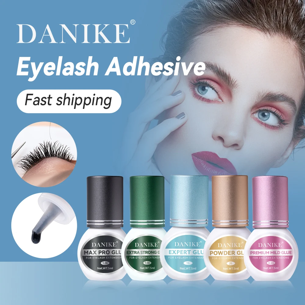 

5 Bottles 5ml DANIKE False Lash Black Adhesive 0.3S 0.5S 1S 2S 3S Fast Drying Glue for Eyelash Extensions Extra Strong Lash Glue