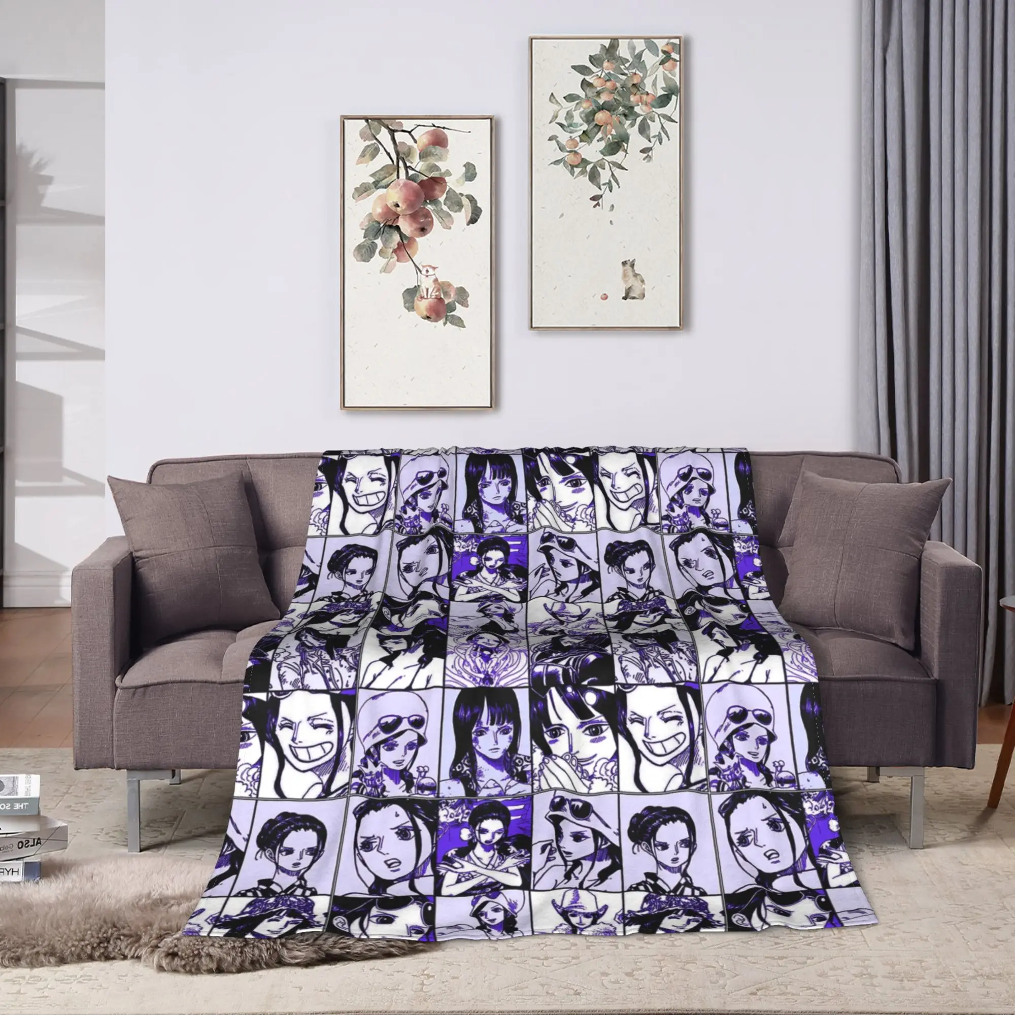 Nico Robin O-Oned Manga P-Pieced Blanket Flannel  Winter   Lightweight Throw Blanket for Bedding Travel Bedding Throws