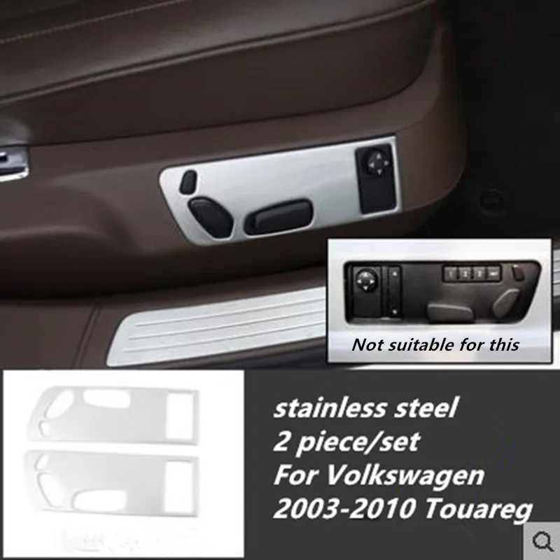 

Stainless steel 2pcs/lot seat adjustment switch decorative sequins Car stickers for Volkswagen 2003-2010 Touareg Accessories