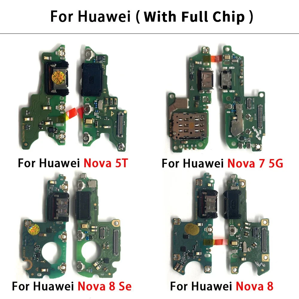 NEW Tested USB Charger Dock Connector Charging Port Microphone Flex Cable For Huawei Nova 5T 7 8 9 10 Pro 5G 7i 8i 7 8 9 SE