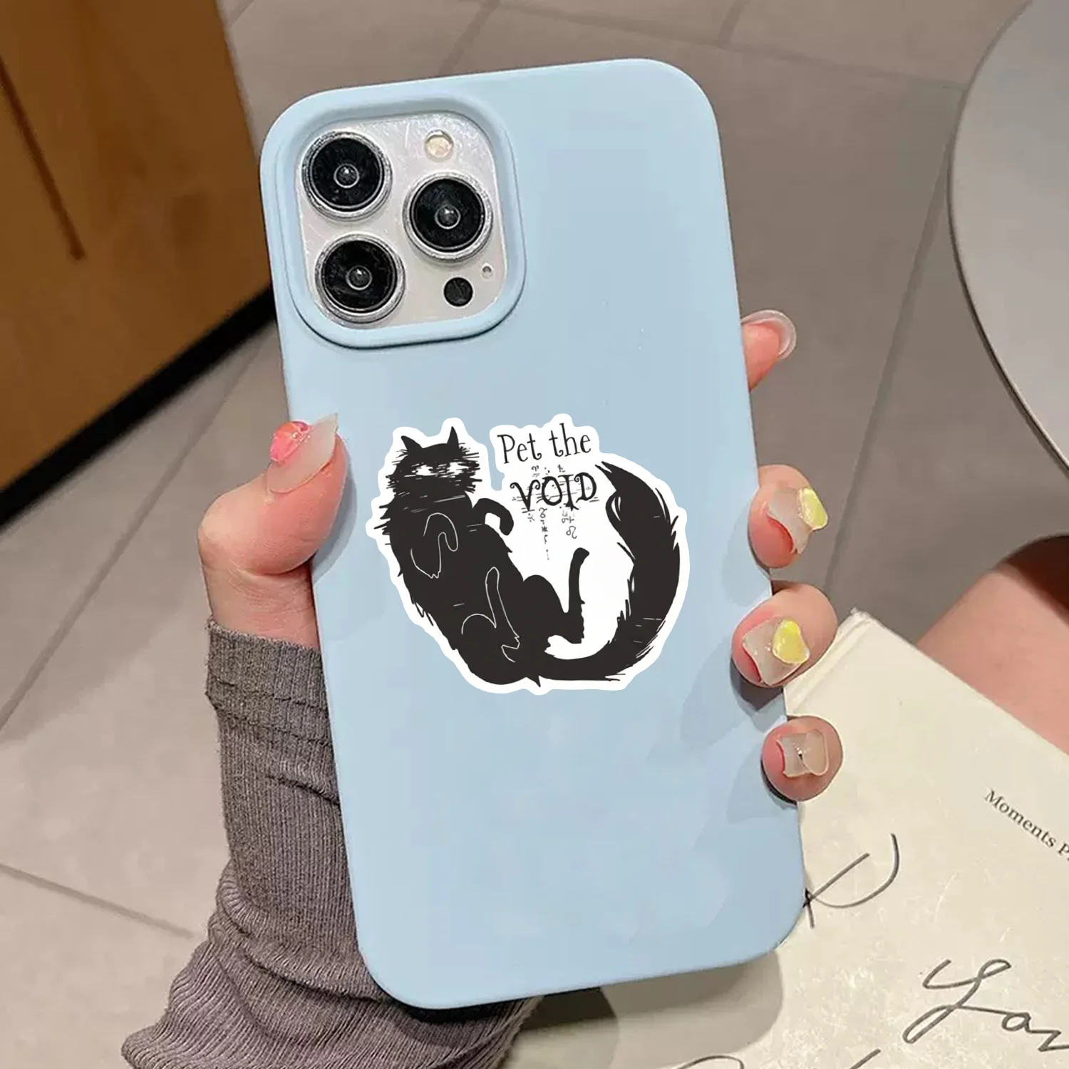 Funny Black Cat Void Glitch Vinyl Decal, Weirdcore Gothic Kitty For Laptop,Water Bottle,Phone Case,Emo Journal Gift - view 4