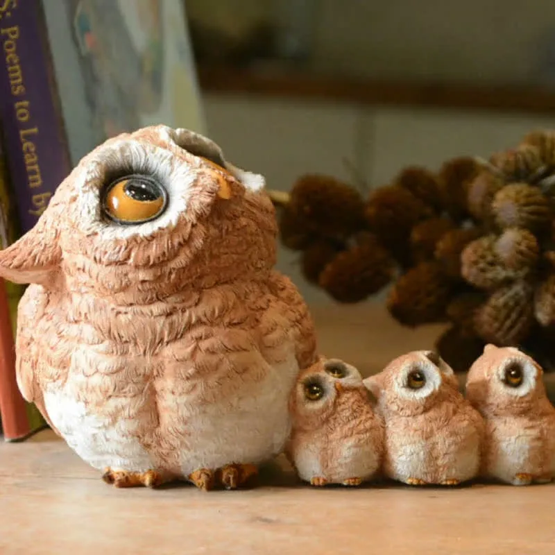 Cute Owl Realistic Animal Figurine Scarecrow Decoration Home Lawn Moss Decor Ornaments Art Sculpture Garden Statue Children Gift