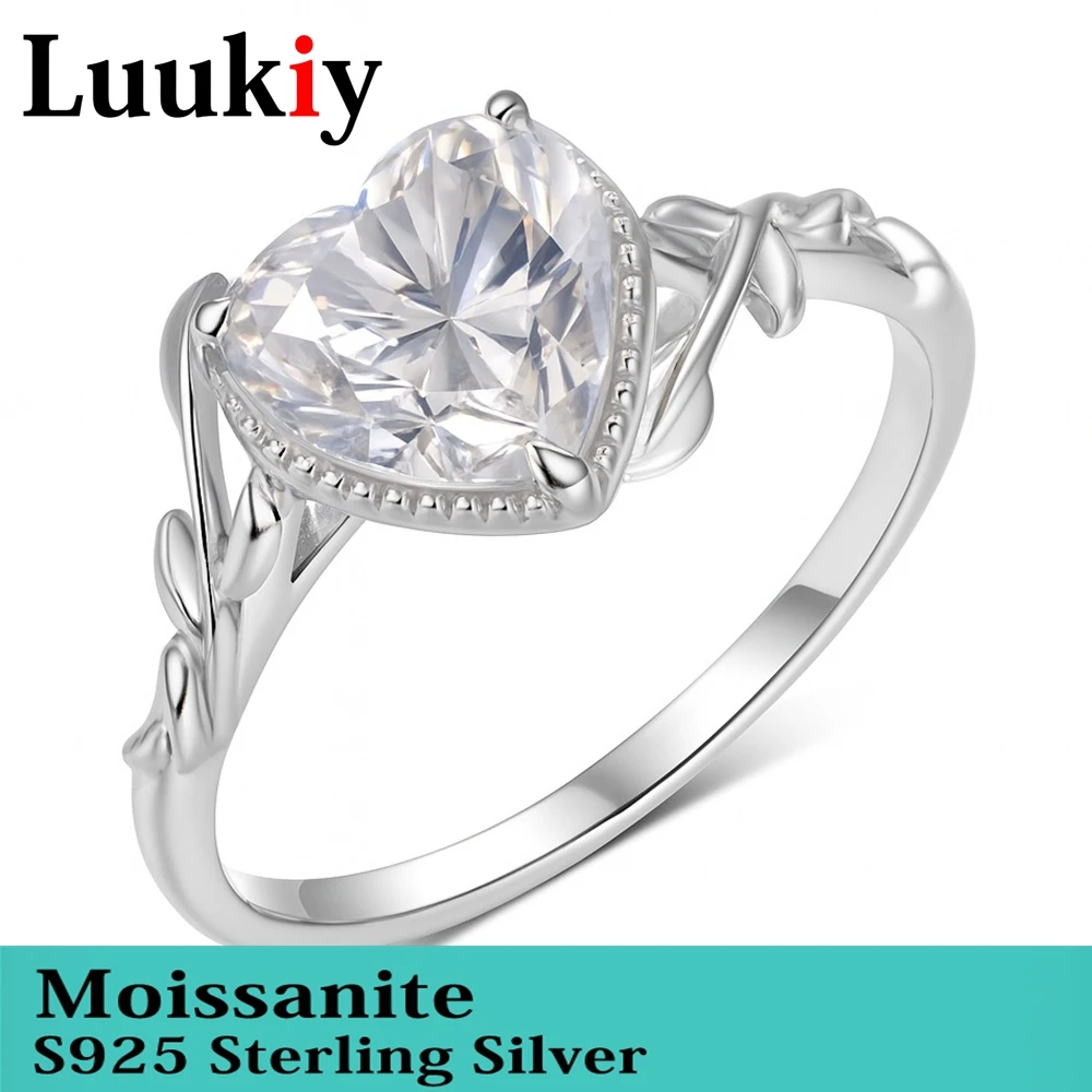 S925 Silver HeartShaped Moissanite Vine Ring With Heart Winding, Light Luxury Temperament, Niche Design