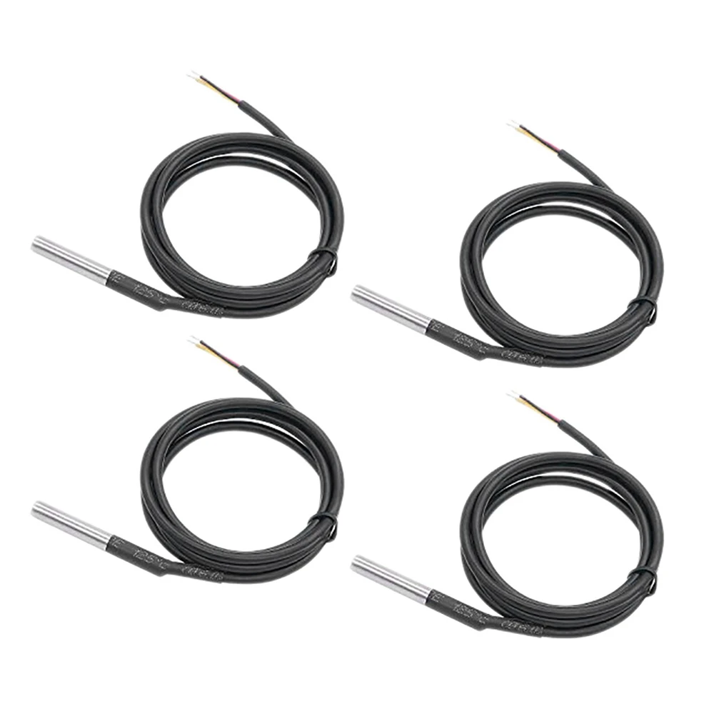 4Pcs DS18B20 Waterproof Temperature Sensors 1M Length Digital Thermal Stainless Steel Probe Temperature Controller New