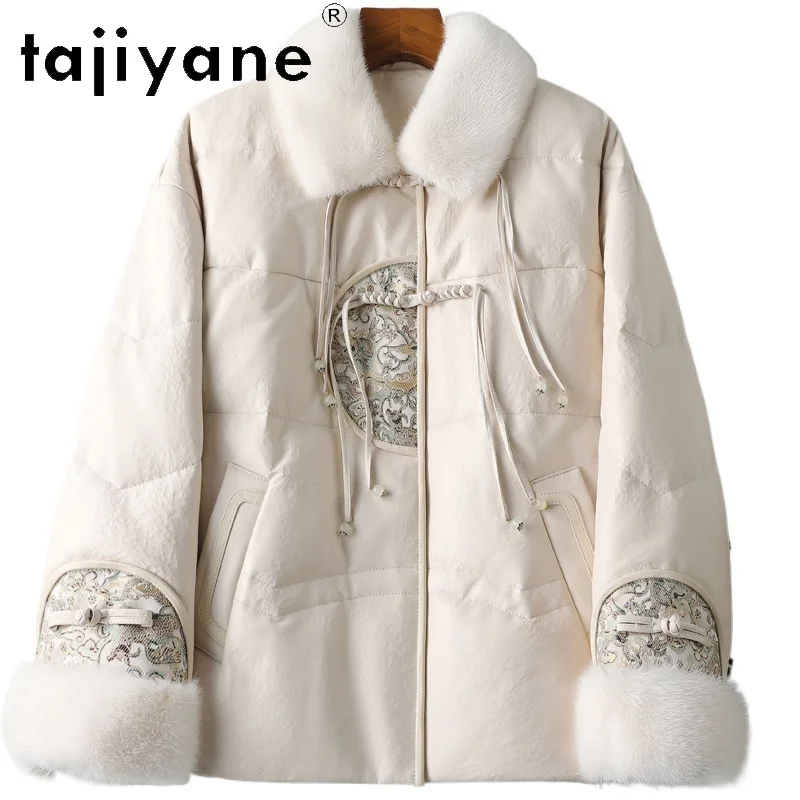 TAJIYANE 100% pelle di pecora piumino d'oca collo di pelliccia di visone piumino elegante giacche in vera pelle abiti invernali donna 2025 