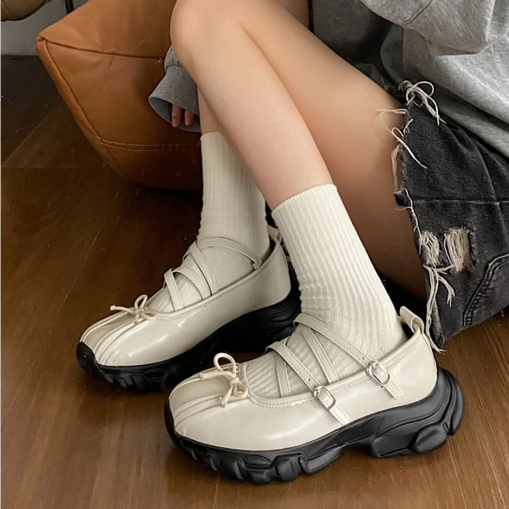 Mary Jane Shoes Girl Shallow Mouth Thick Sole Ballet Sneakers  Retro Small and Versatile Casual Dad Shoes Women Zapatos De Mujer