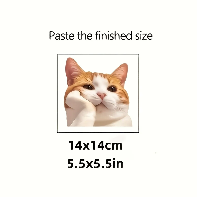 Cute Orange Cat Clear UV Vinyl Sticker, Funny Animal Window Decal For Car Rear Glass Side Window Motorcycle Laptop Luggage Decor