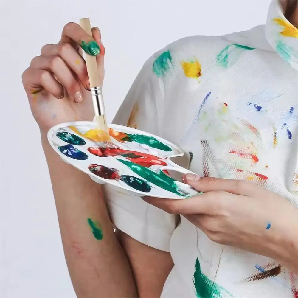 

Bristle Hair Wooden Handle Stencil Paint Brushes DIY Crafts Professional Painting Brush Watercolor Oil and Acrylic Painting Pen