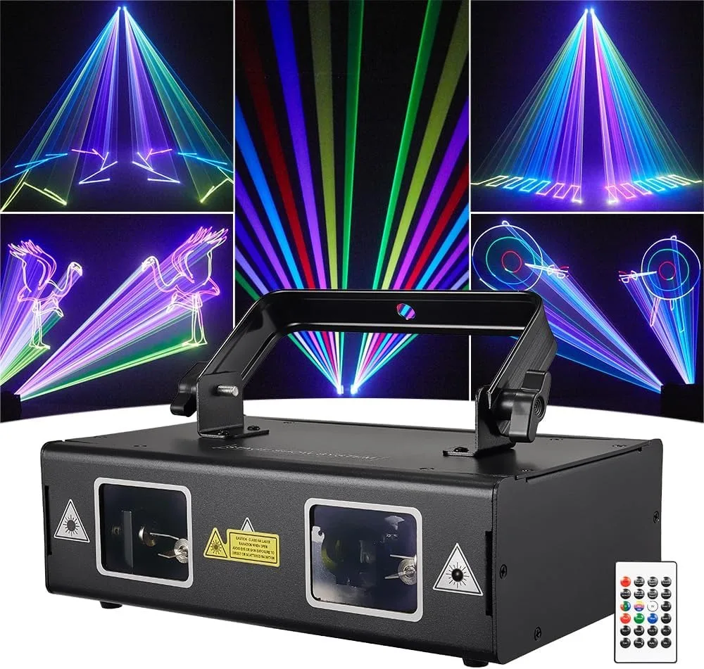 Animation Laser Light Dj Light, Worldlite Stage Party Laser 3D Rgb Full Color with Dmx512, Music Sound and Remote Control, Perfect for Club Parties, Disco Light Bars, Weddings, Dj Stage Lighting
