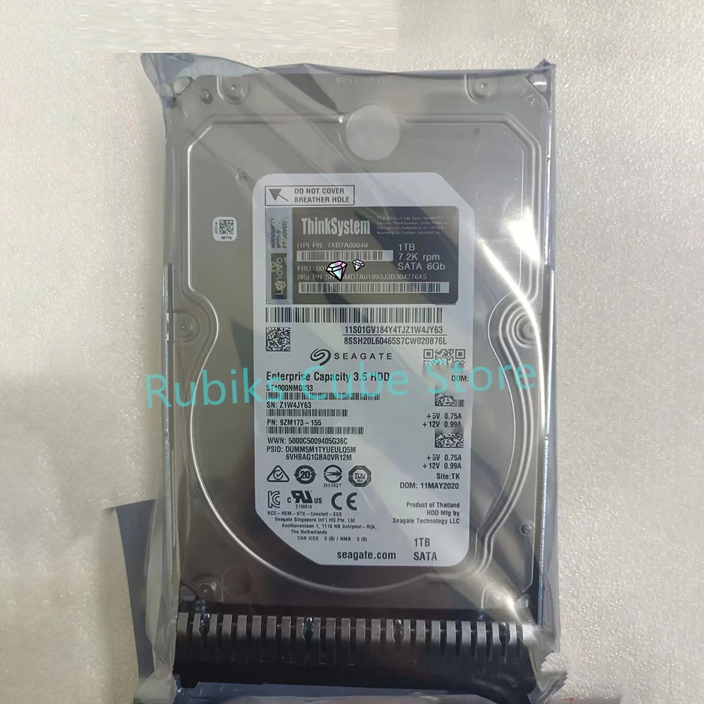 Untuk Lenovo Hard Disk FRU 00YK044 SR550 SR650 1T 7.2K SATA 3.5"