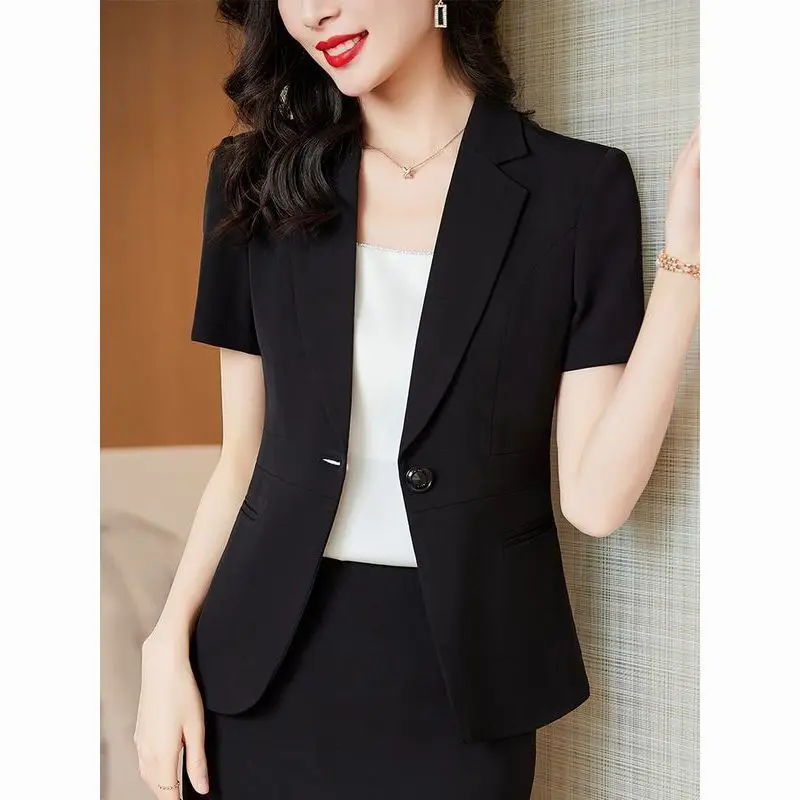 

Bla ort Sve Suit Jaet Women's Summer Thin Front Desk Workwear Profional Formal Top Quali Hotel Front Desk