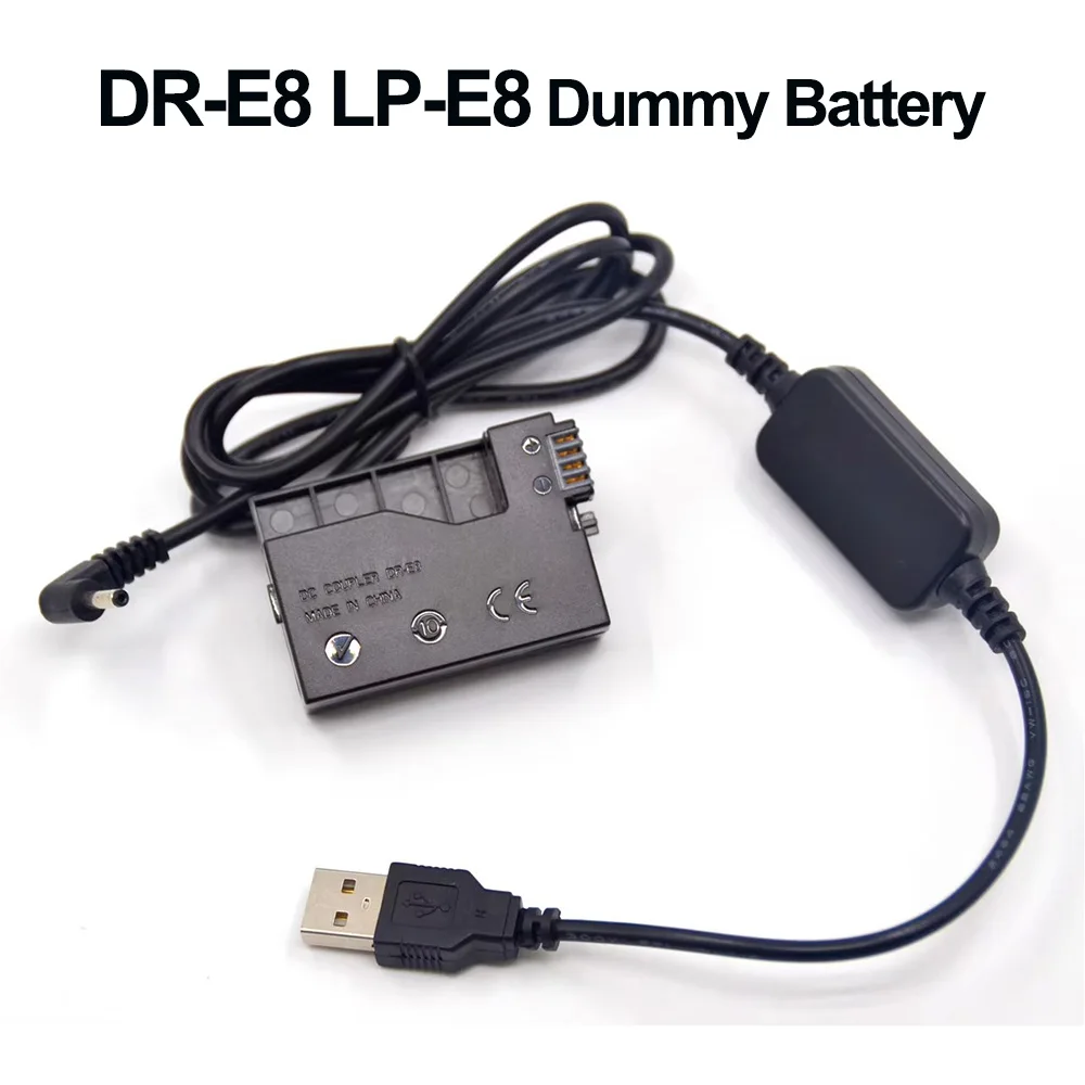 

LP E8 Dummy Battery DR-E8 DC Coupler USB to DC Cable for Canon EOS Rebel T2i T3i T4i T5i 550D 600D 650D 700D Kiss X4 X5 Camera