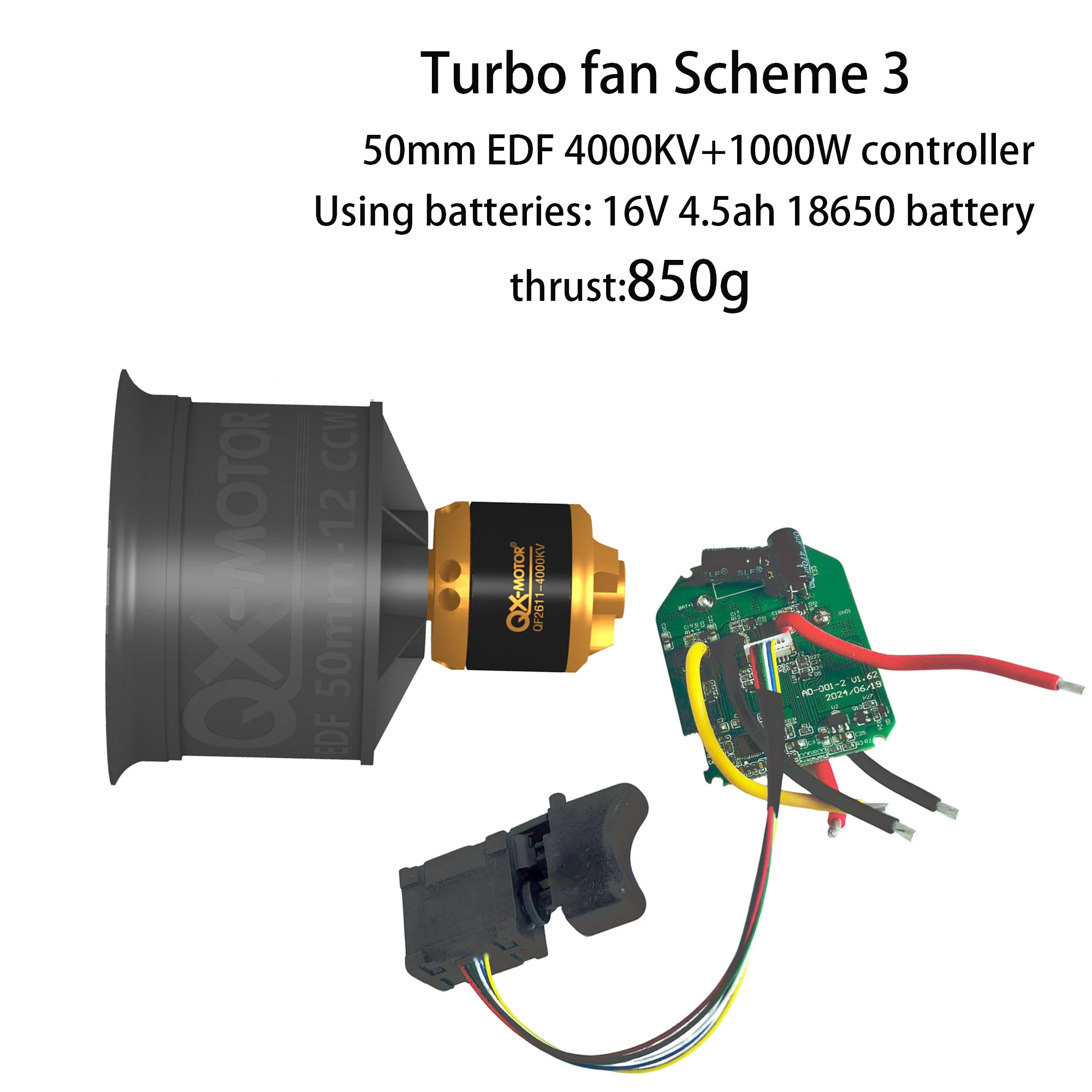 QX-MFLU 50mm QF2611-4000KV (CW et CCW) accessoires d'assemblage de ventilateur violent, peut utiliser des batteries d'avion modèle/batteries industrielles