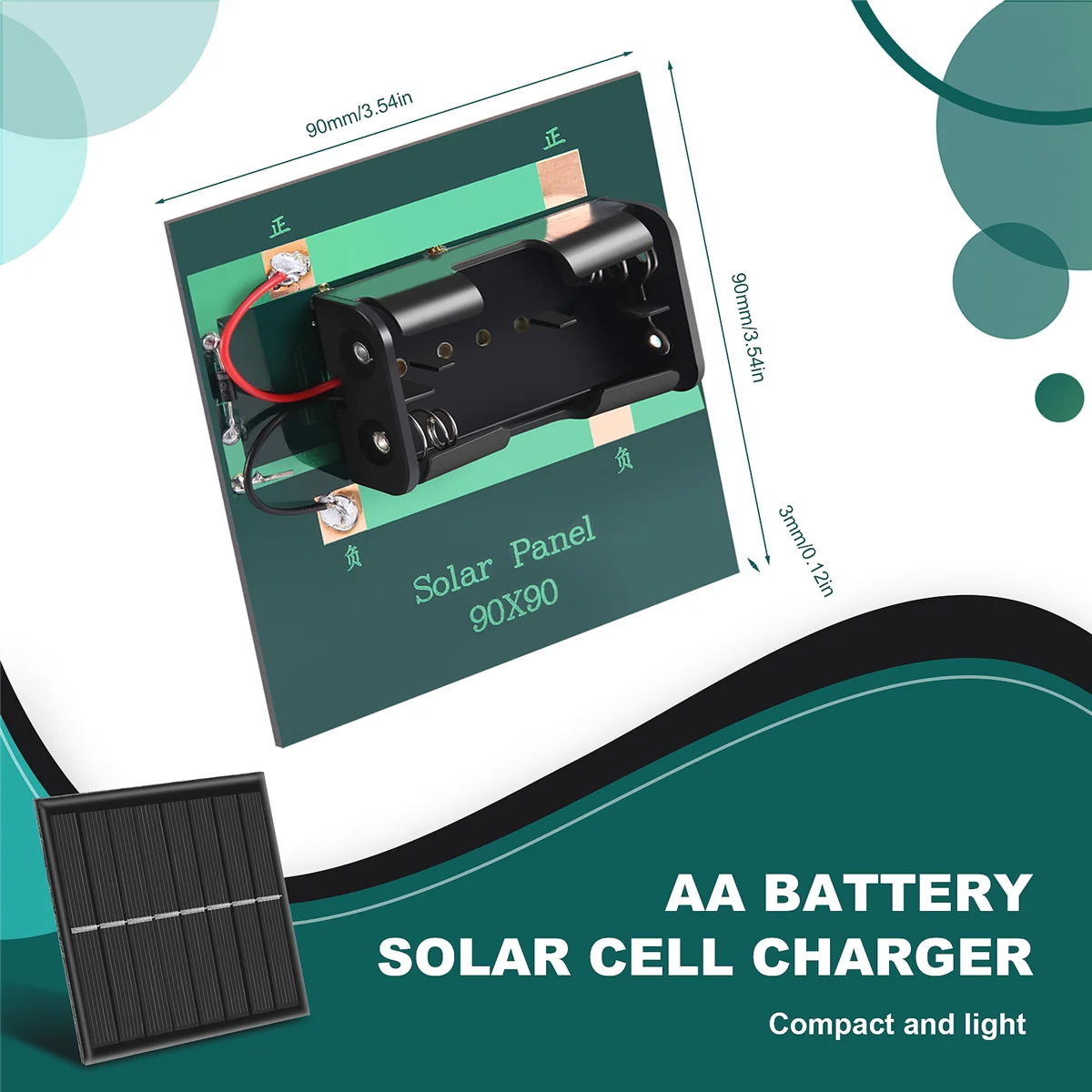 1W 4V Rechargeable AA Battery Solar Cell Charger With Base For 2xAA Batteries Charging Directly