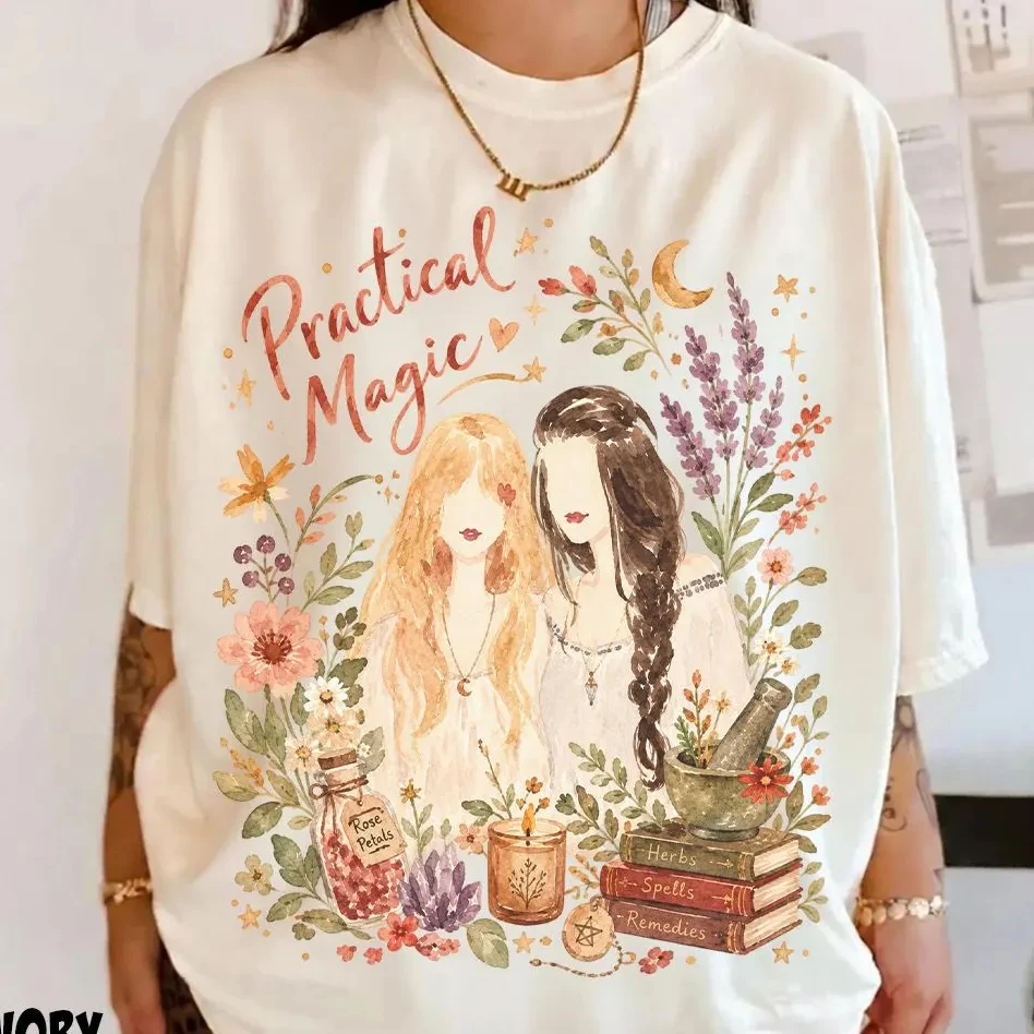 Comfort Colors Practical Magic Watercolor Graphic Tee Short‑Sleeve Halloween Top For Owens Sisters Movie Fan Spooky Season Gift