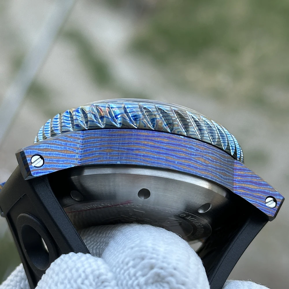 STEELDIVE Men Diverนาฬิกา 46.5 มม.ไทเทเนียมดามัสกัสอัตโนมัตินาฬิกาข้อมือ 1000Bar BGW-9 Luminous Sapphire Mirror NH35