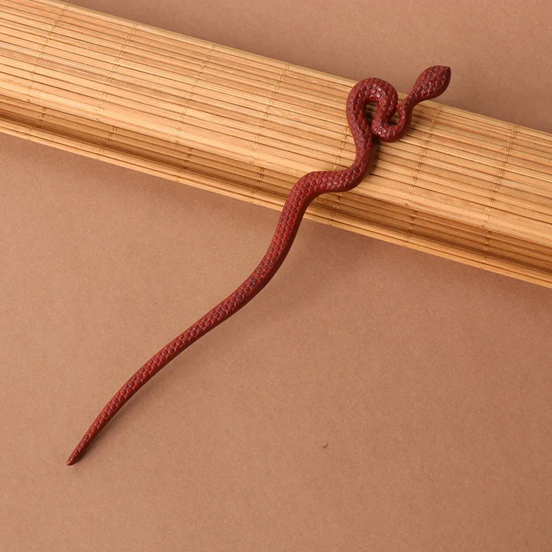 New Ebony Hairpin Oriental Aesthetics Classical Chinese Style Hand Carved Snake Shaped Elongated Hairpin Simple and Coiled Hair image 4