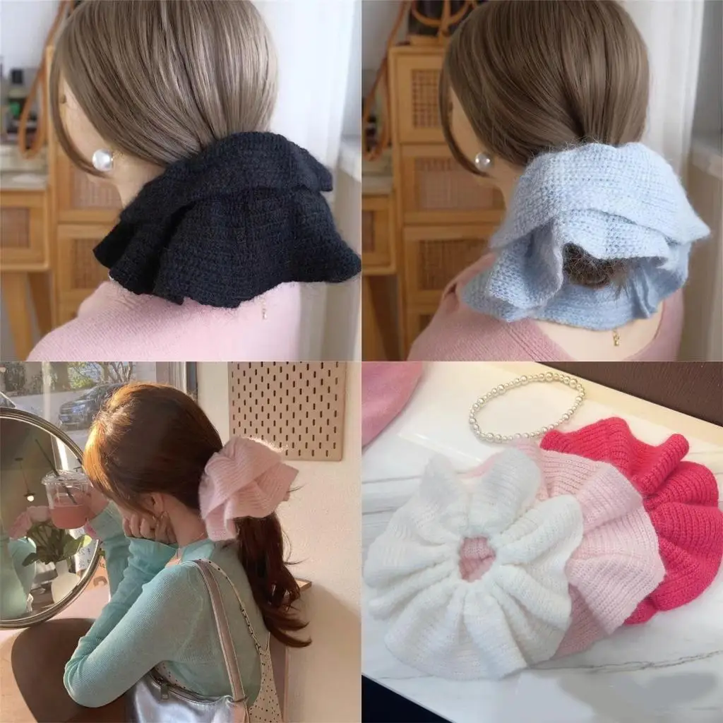 

39BB Aesthetic Hair Scrunchies Women Elastic Knit Hair Ties Wedding Party Headwear
