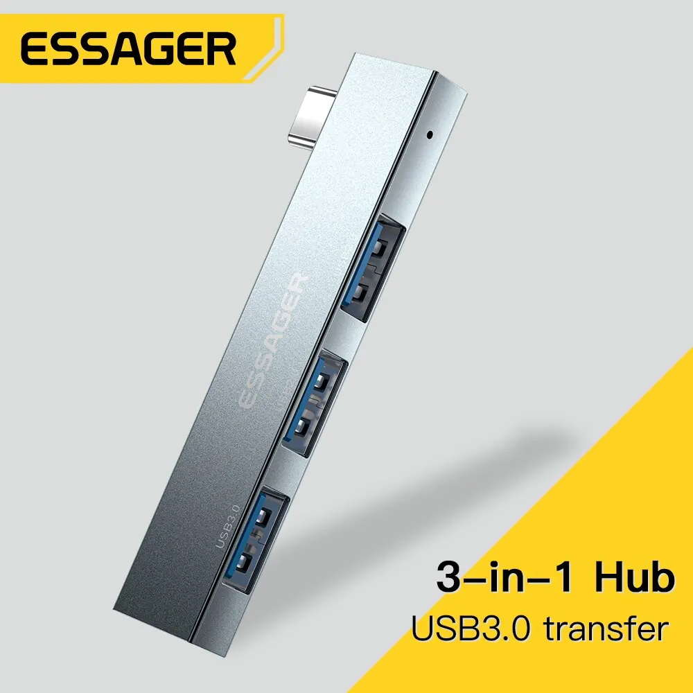 Essager 3-in-1 USB C HUB High Speed 3 Ports Type-C to USB 3.0 Multi Splitter Adapter For HUAWEI Xiaomi Macbook Pro OTG Connector