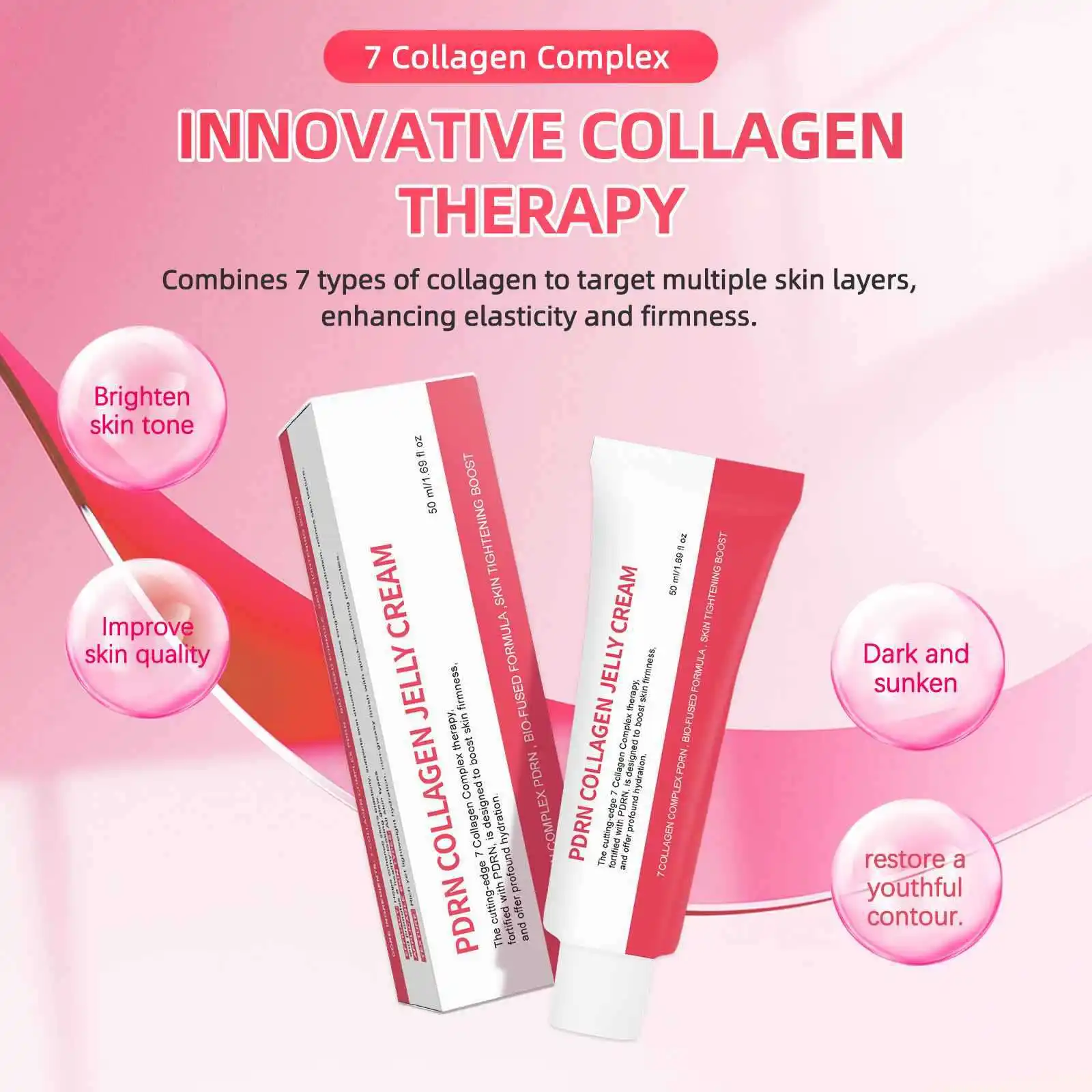 Real Collagen and Hyaluronic Fit, Collagen Wrapping Face Cream, Apply to the Face for Elasticity, Hydrating, Glow, Glass Skin