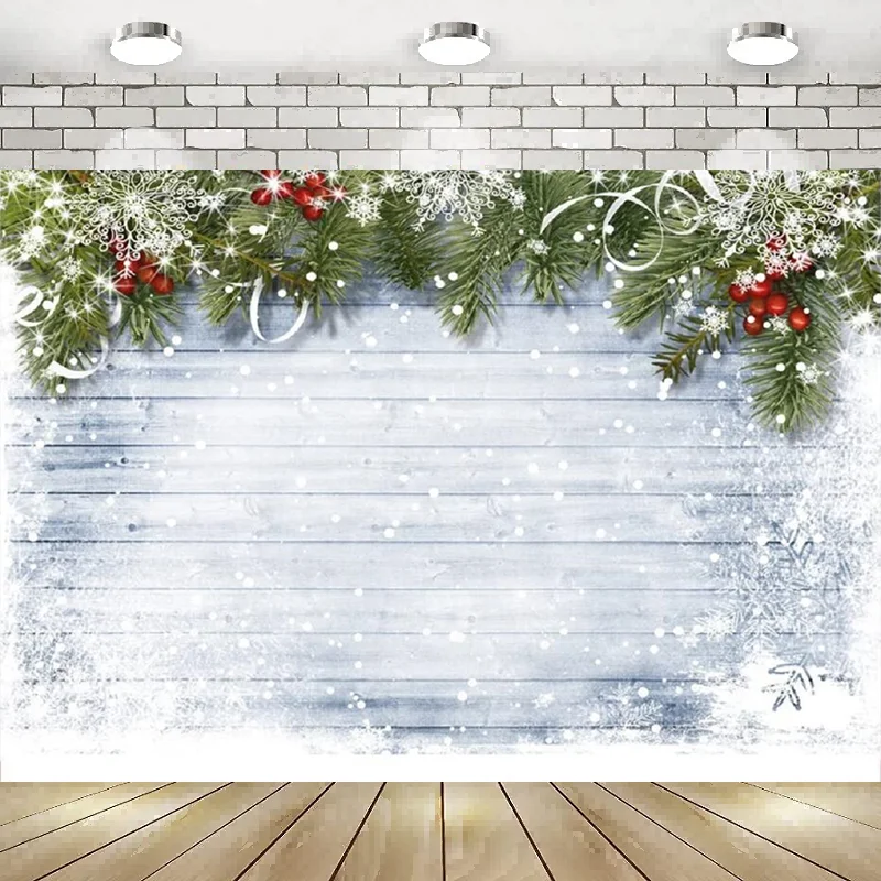 

Christmas BackdropsPhotography Winter Snow Wood Photo Background Xmas Banner Poster Decoration Party Baby Shower Happy New Year