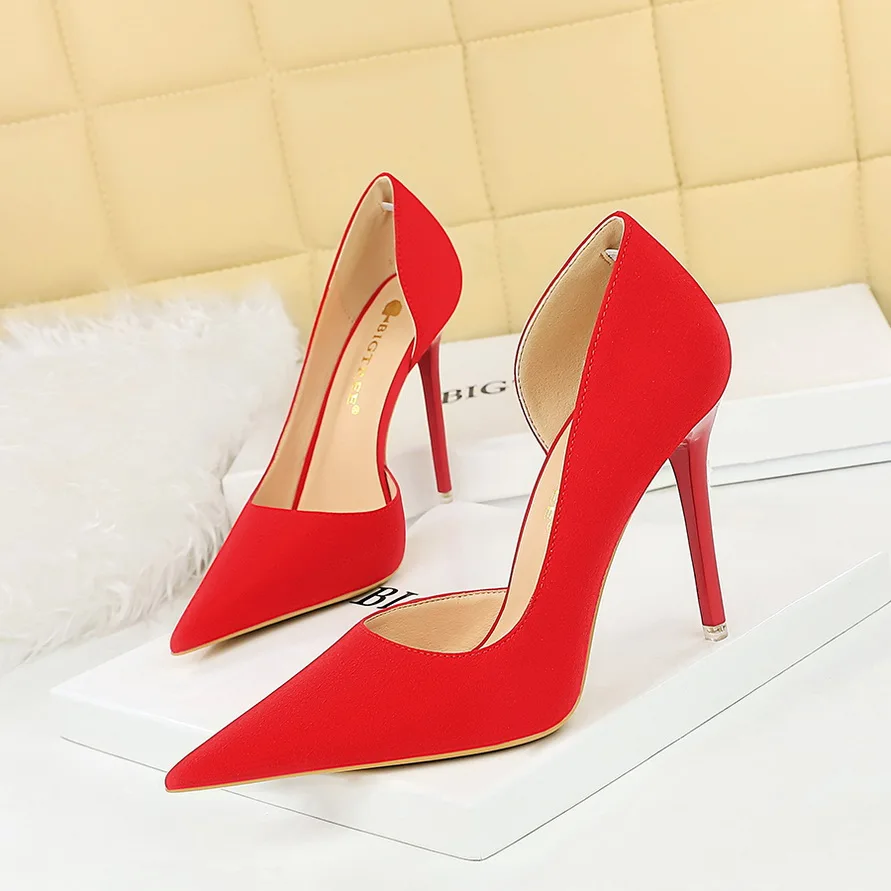 2025 New Women 11cm High Heels Wine Green Pumps Plus Size 34-43 Stripper Evening Orange Heels Lady Wedding Bridal Scarpins Shoes