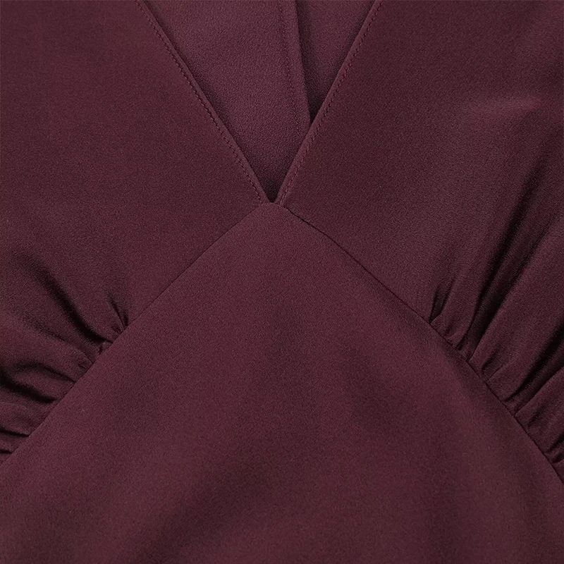 فستان من الساتان برقبة على شكل حرف V للنساء بأكمام طويلة وطول يصل إلى الأرض فستان أنيق للحفلات فساتين نسائية للتاريخ المتطور