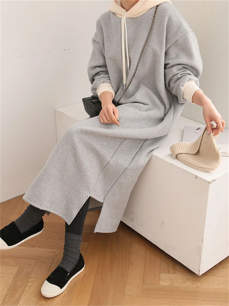 Women Dress Sweater Women Dress Thick Winter Fall Long Sleeve Knitted Dresses Maxi Vintage Oversize Knitting Turtleneck Black